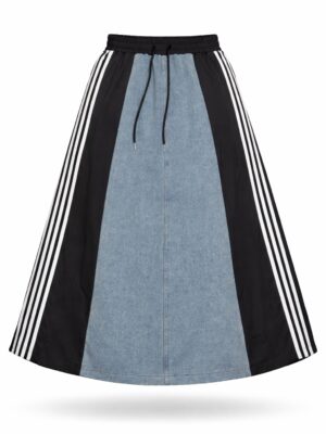(2FOR60K) DENIM WITH BLACK ADI LINE SKIRT