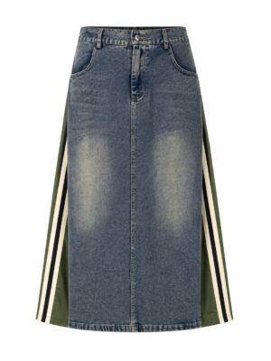 (2FOR60K) DENIM WITH KHAKI ADI LINE SKIRT