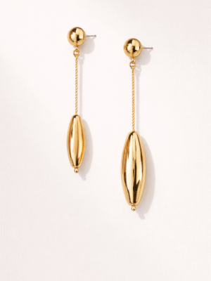 ABELLA K105595E-001 BALL STUD GOLD CHAIN DROP EARRINGS