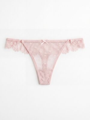 BEAUTIFUL Q8061 PINK SPOTTY MESH X LACE THONG PANT