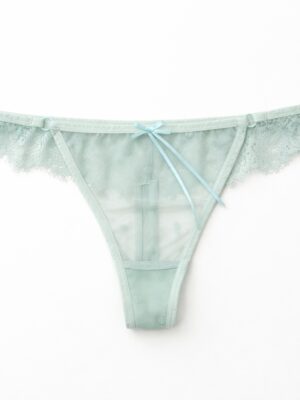 BEAUTIFUL Q8061 SAGE SPOTTY MESH X LACE THONG PANT