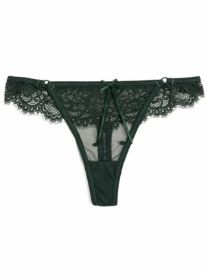 BEAUTIFUL Q8061 TEAL SPOTTY MESH X LACE THONG PANT