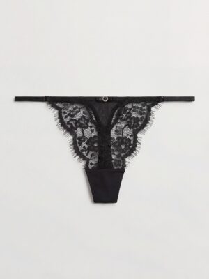 BEAUTIFUL SPRING Q8039 BLACK LACEY THONG