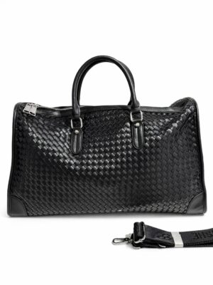 BISHE 2949 BLACK WOVEN DETAIL TRAVEL BAG