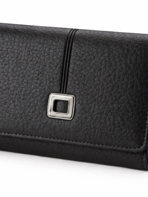 SARALYN P-4518B BLACK PEBBLED LEATHER MED WALLET
