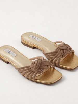 (2FOR15K) POG A270-59 GOLD GATSBY ZARA WOVEN SLIPPERS