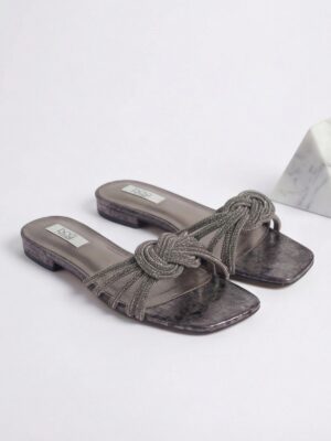 (2FOR15K) POG A270-59 PEWTER GATSBY ZARA WOVEN SLIPPERS