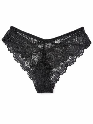 HEMI BLACK LACE CROSS DETAIL BIKINI PANT