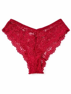 HEMI WINE LACE CROSS DETAIL BIKINI PANT