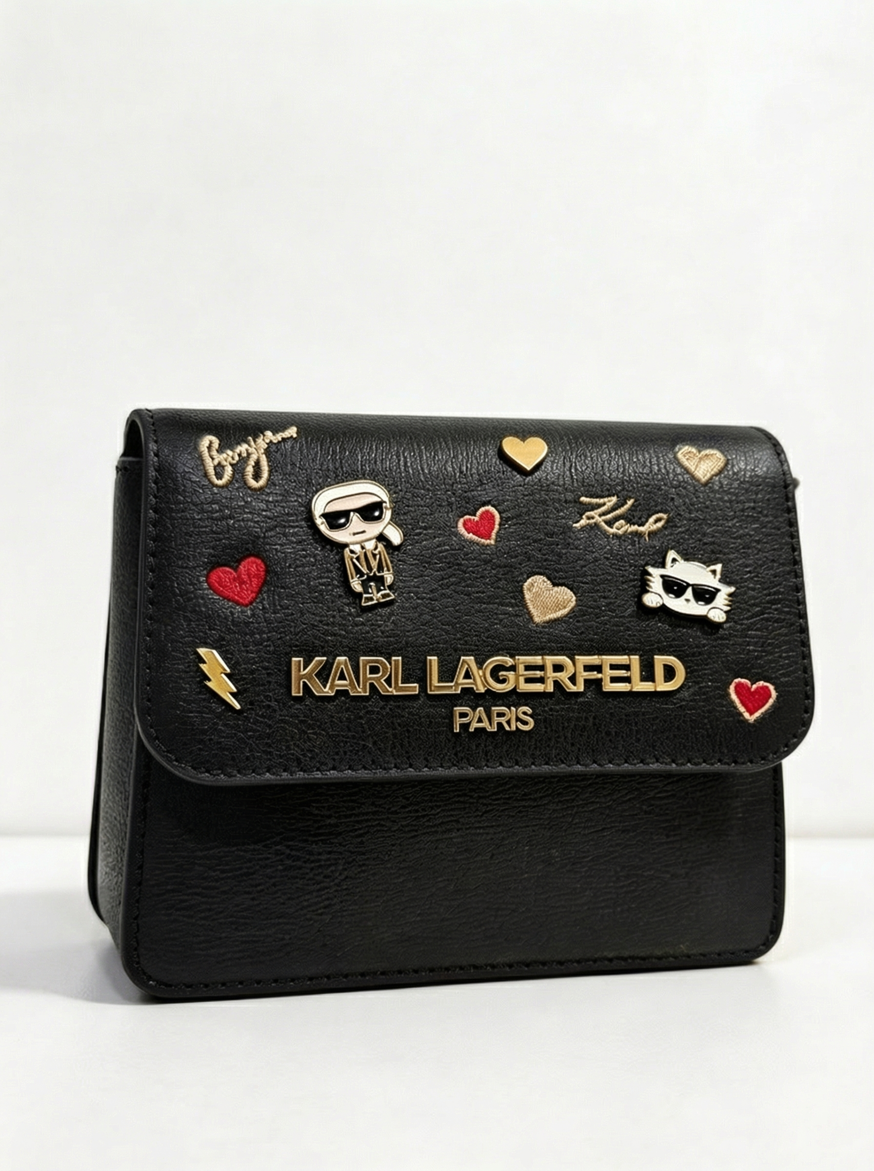 KARL LAGERFELD L5GE91EC BOLD LOGO & CHARM STUD BOX SHAPE BAG