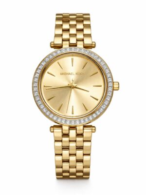 MICHAEL KORS MK3365 STONE FACE GOLD STRAP CHAIN WATCH