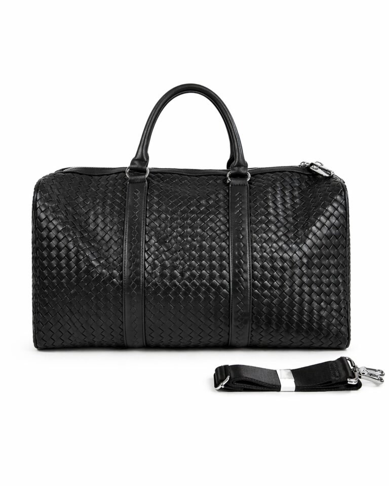 ORIDES 17718 BLACK WOVEN DETAIL TRAVEL BAG
