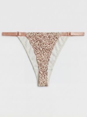 VIMERLEA V2140 BEIGE ANIMAL PRINT COTTON THONG PANT