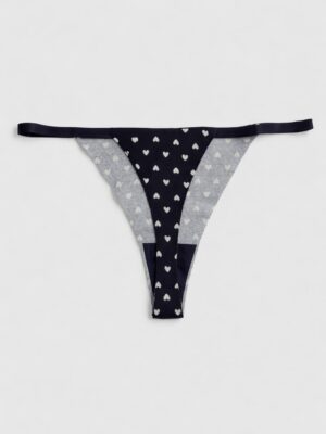 VIMERLEA V2140 BLACK HEART PRINT COTTON THONG PANT