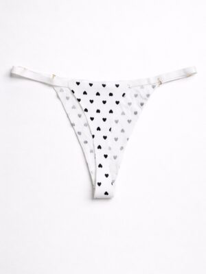 VIMERLEA V2140 IVORY HEART PRINT COTTON THONG PANT