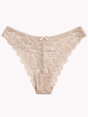 VORO BEIGE Q8304 STUDDED LACE BRIEFS