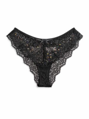 VORO BLACK Q8304 STUDDED LACE BRIEFS