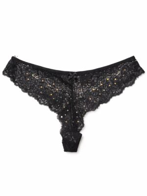 VORO Q8303 BLACK STONED V THONG PANT