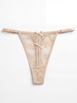 VORO Q8354 BEIGE LACE THONG BRIEF