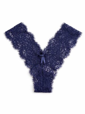 VORONIN Q8002 NAVY STAPLE LACEY THONG