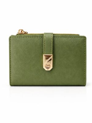 TAILAN TA2602-532 OLIVE SAFIANO LOVE GOLD FLAP MINI WALLET