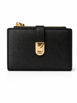 TAILAN TA2602-532 BLACK SAFIANO LOVE GOLD FLAP MINI WALLET