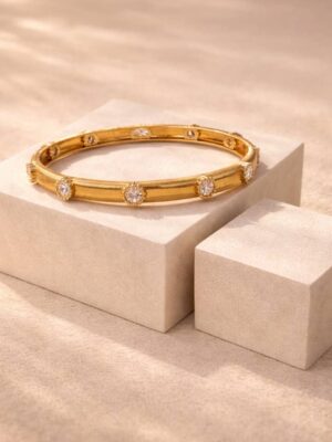 FASHION GOLD RIBBON X SILVER EMBELLISHED BRACELET