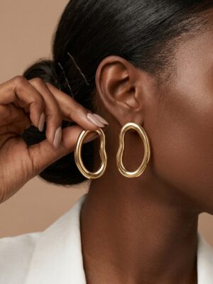 FASHION GOLD JELLY BEAN HOOP EARRING