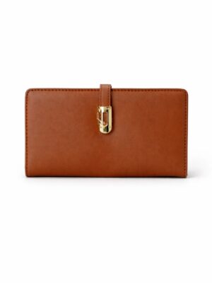 TAILAN T9611-078 BROWN GOLD FLAP LOCK BIG WALLET
