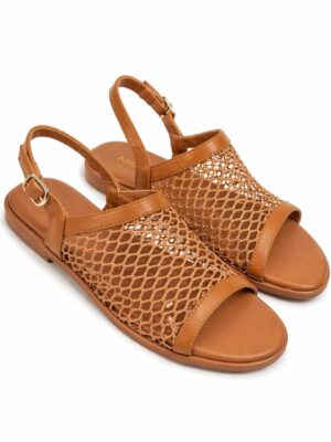 (2FOR45K)MNG CAMEL BASKET FLAT SANDALS