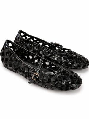 (2FOR55K)ZR BLACK LAZERCUT BASKET DOLL SHOES