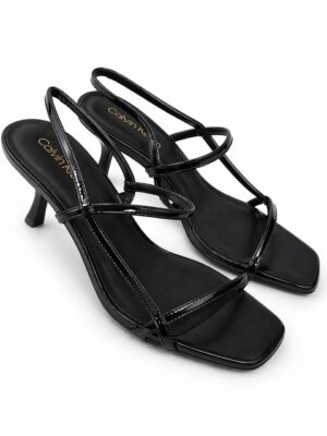 (2FOR50K)CK BLACK STRAPPY CAGED MIDI SANDALS