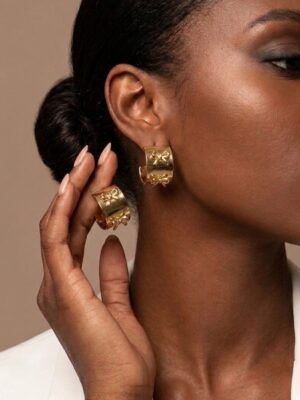 FASHION GOLD BOW EMBOSSED EARRING
