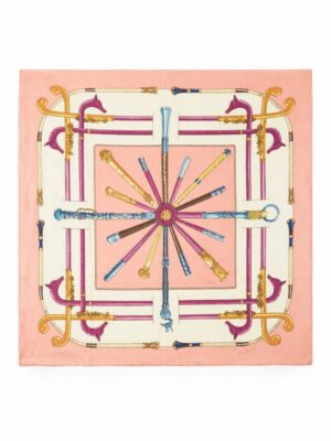 PINK BORDER ROYAL STAFF PRINT SCARF