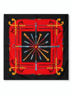 BLACK BORDER ROYAL STAFF PRINT SCARF