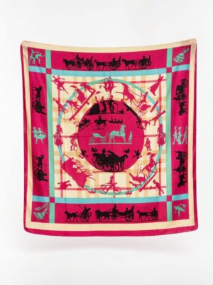 PINK X BEIGE PINK MULTI CARRIAGE SCARF