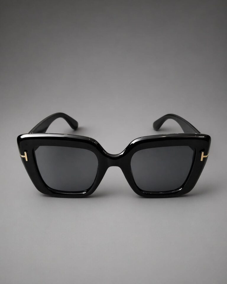 BLACK BOLD TLINE FRAME ON BLACK LENSE SUNNIES