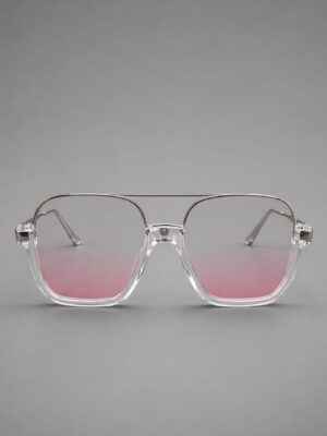 CLEAR X SILVER FRAME WITH PINK LENSE AVIATORS