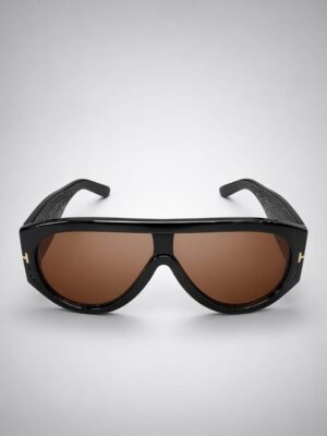 BLACK BOLD TLINE FRAME ON BROWN LENSE SUNNIES