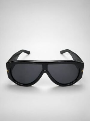 BLACK BOLD TLINE FRAME ON BLACK LENSE SUNNIES