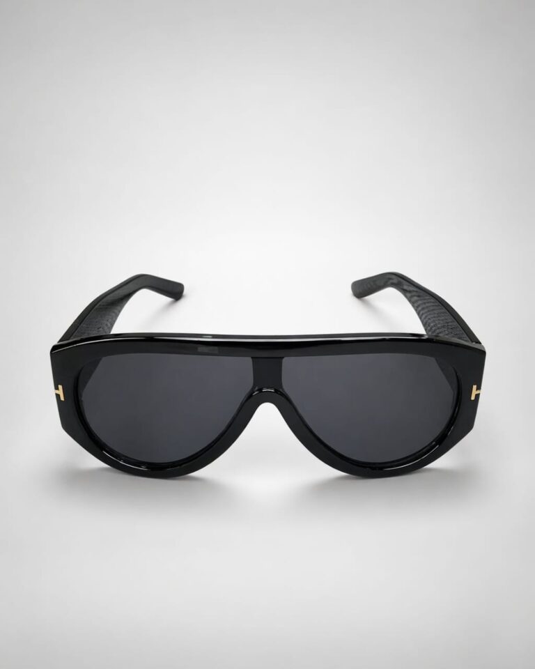BLACK BOLD TLINE FRAME ON BLACK LENSE SUNNIES