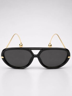ALL BLACK BLACK LENSE WITH GOLD CURVED FRAMES