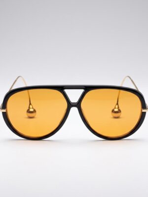 BLACK ORANGE LENSE WITH GOLD CURVED FRAMES