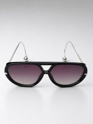 BLACK BLACK LENSE WITH SILVER CURVED FRAMES