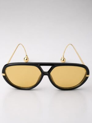BLACK YELLOW LENSE WITH GOLD CURVED FRAMES