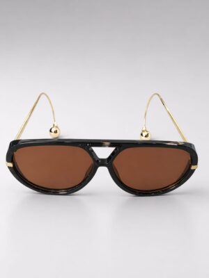 BLACK BROWN LENSE WITH GOLD CURVED FRAMES