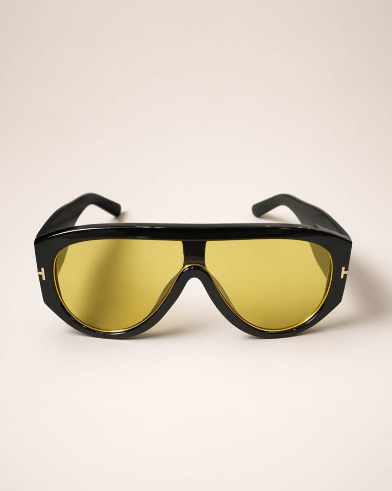 BLACK BOLD TLINE FRAME ON YELLOW LENSE SUNNIES