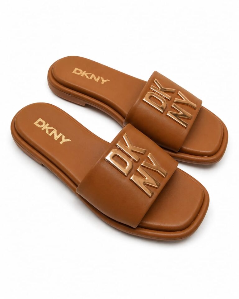 (2FOR70K)DKNY CAMEL SMOOTH LEATHER SLIPPERS