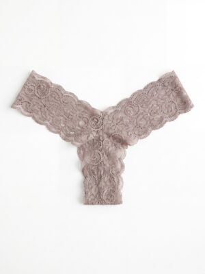 XIAOT1018 MARL TAUPE STAPLE LACE THONG