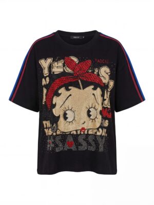 YAOCHI 3973 BLACK SASSY SEQUIN TEE